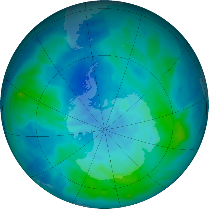 Antarctic ozone map for 11 March 2012